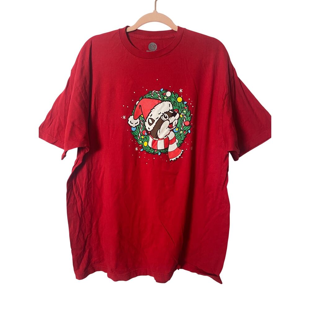 Buc-ees Red Cotton Christmas T-shirt Unisex Never Calm Always Bright Size 2XL